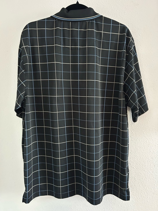 Grand Slam Black Polo with Blue and White Windowpane - Picture 4 of 4